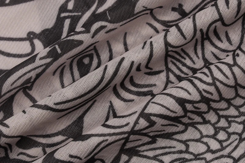 Women Mesh See Through Bodycon Long Sleeve Dress Autumn