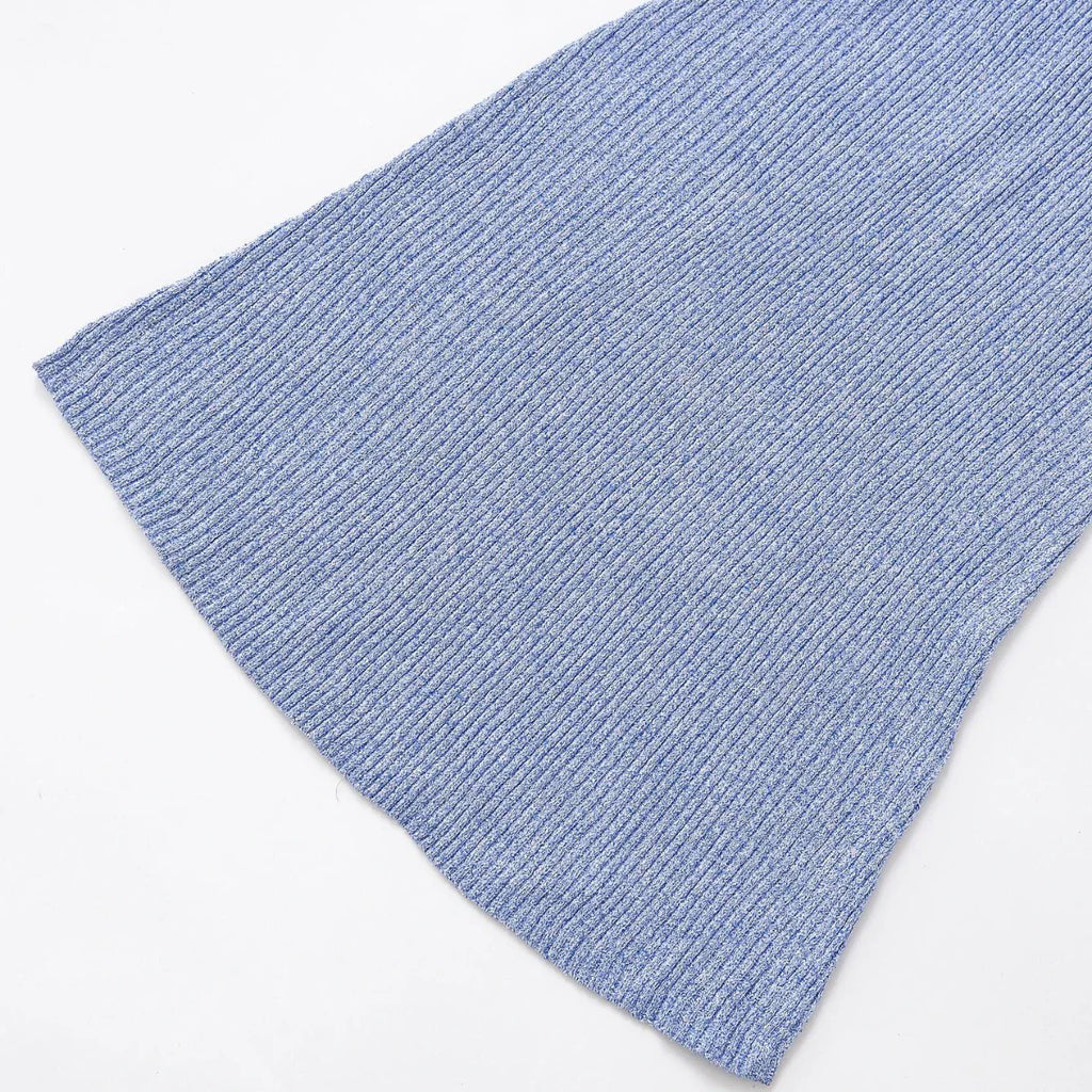 Sleeveless V Neck Knitted Dress With Suspender Straps