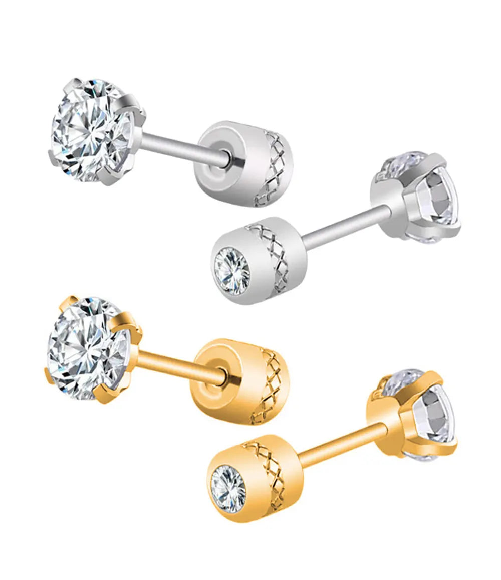Stainless Steel Crystal Stud Earrings for Men and Women Durable Non-Fading Jewelry