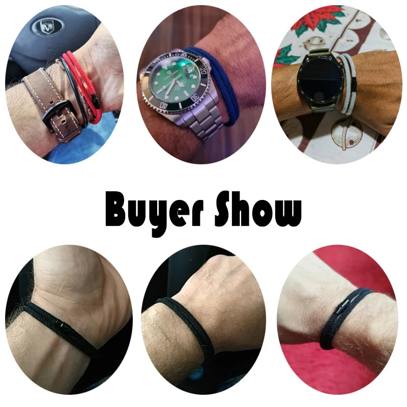 Minimalist Double Layer Men's Rope Bracelet with Magnet Buckle for Survival and Everyday Wear