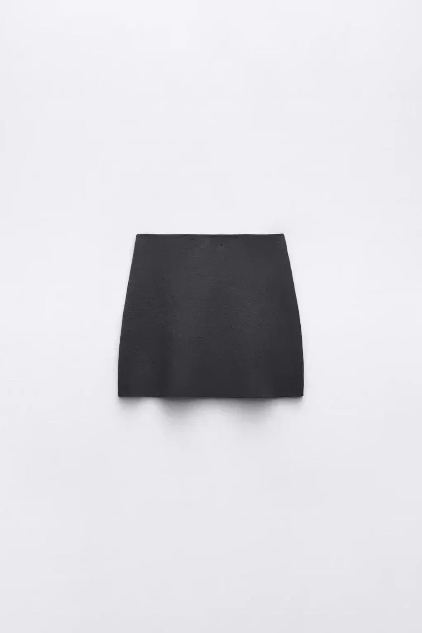 Women's Knit Tailored Cardigan and Skirt Set V-Neck Long Sleeve Jacket with High Waist Elastic A-Line Mini Skirt Stylish Two-Piece Outfit