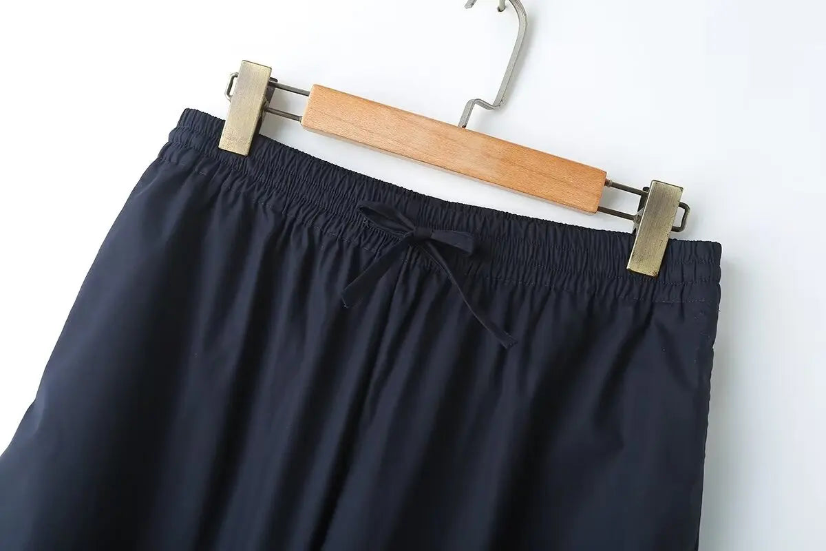 Autumn Women Casual Two Piece Set with Poplin Shirt and High Waist Long Pants