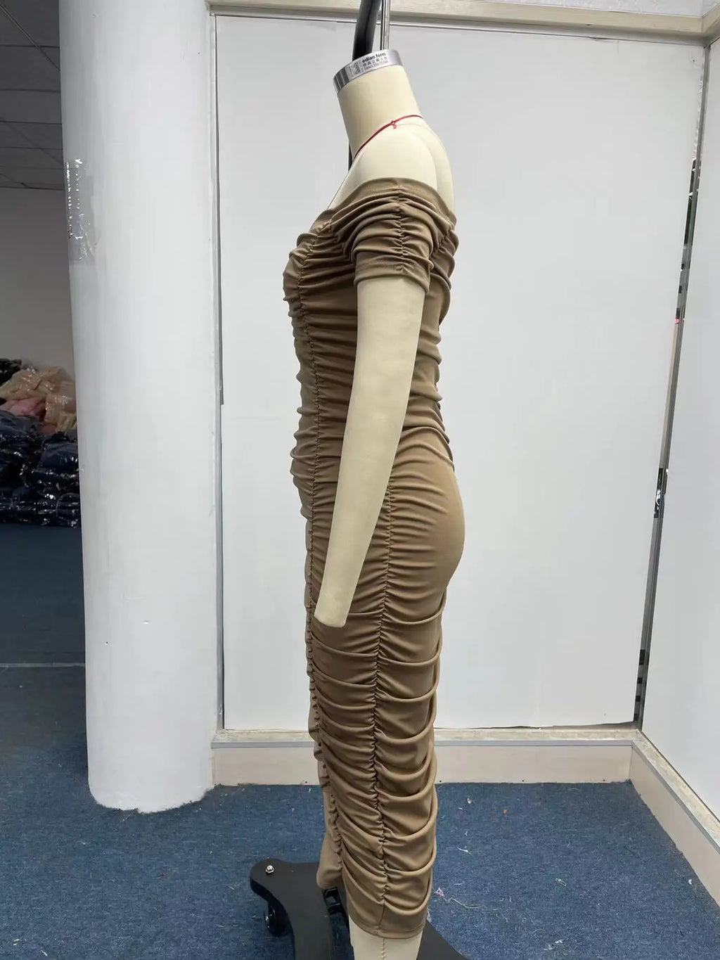 One Shoulder Pleated Dress in Solid Color for Summer