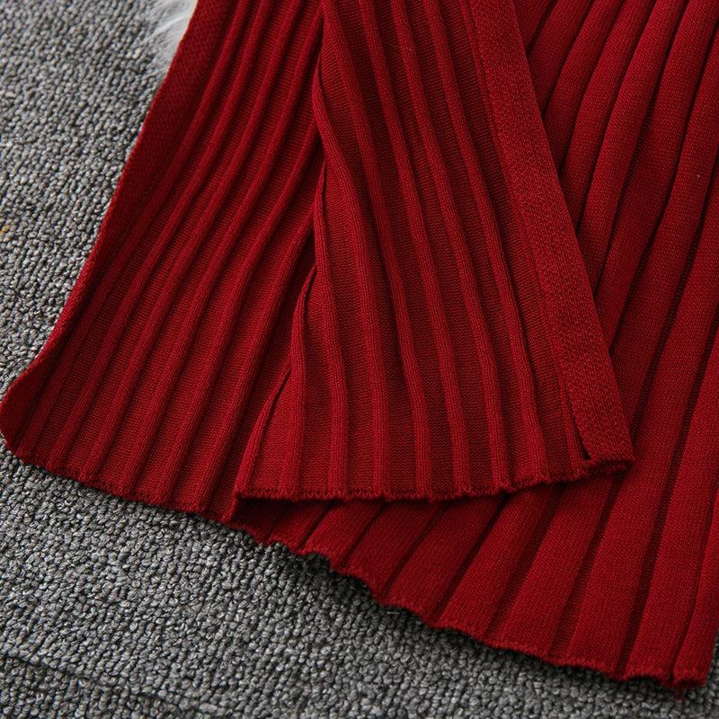 Ribbed Knit Bodycon Wrap Dress With Split Hem For Summer