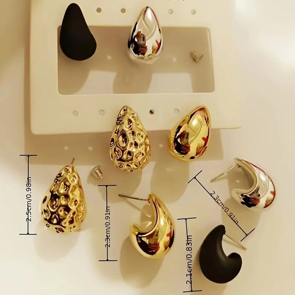 Vintage Thick Acrylic Water Drop Stud Earrings Set for Women Elegant Tear Drop Jewelry