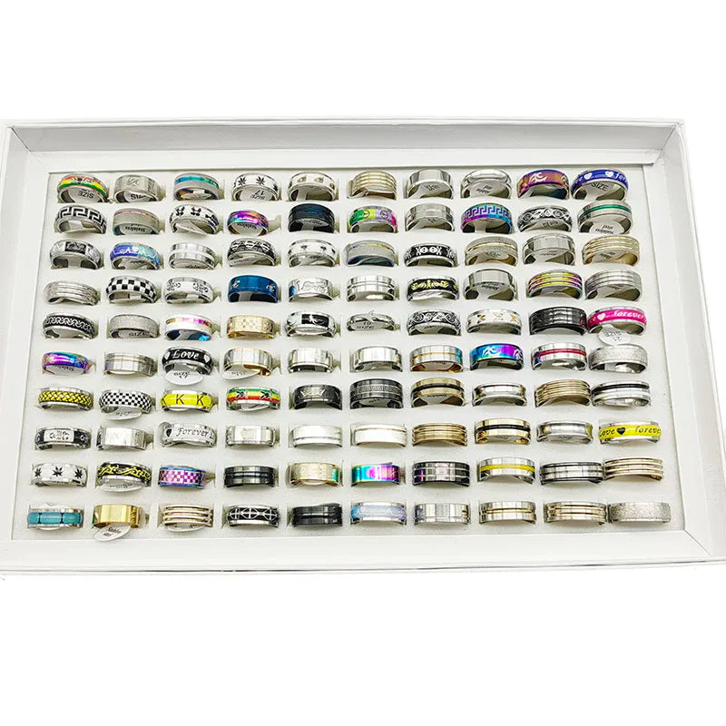 20 Pieces Mixed Style Stainless Steel Finger Rings for Women and Men Fashion Party Jewelry