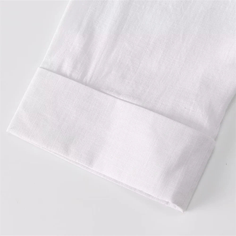 Women's Slimming Linen Blend Shirt with Wide Sleeves French Style Summer Casual Chic