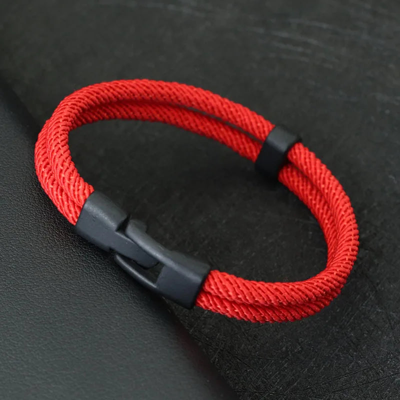 Men's Double Layer Nylon Rope Bracelet Detachable Stackable Leisure Accessory