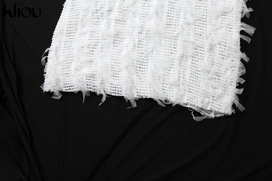 Backless Crochet Maxi Dress With Stand Collar And Pleats