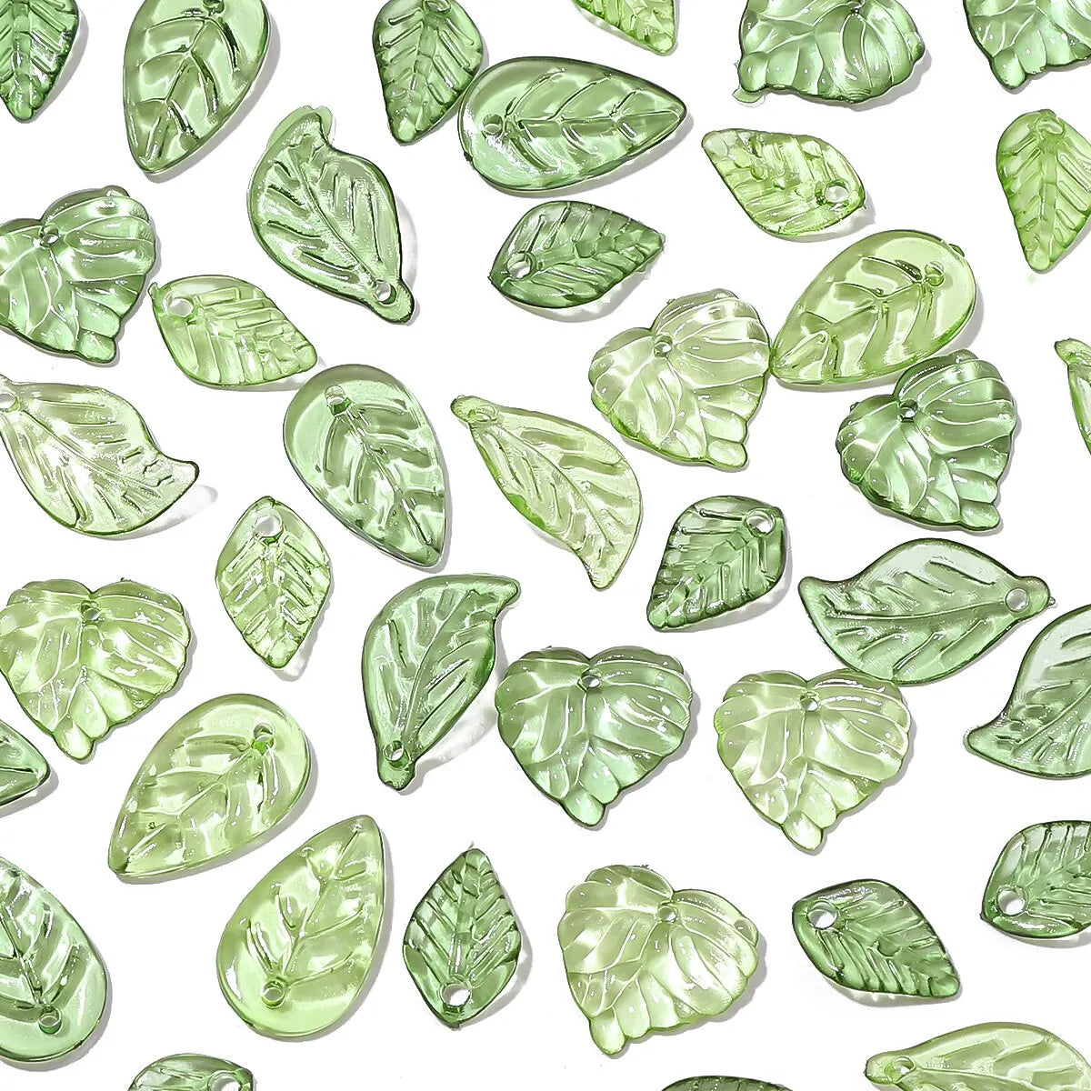 100 Pieces Mini Acrylic Tree Leaf Beads for DIY Handmade Jewelry Necklaces and Earrings Accessories