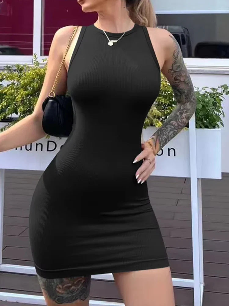Sexy Sleeveless Bodycon Dress For Women Mini Wrap Hip