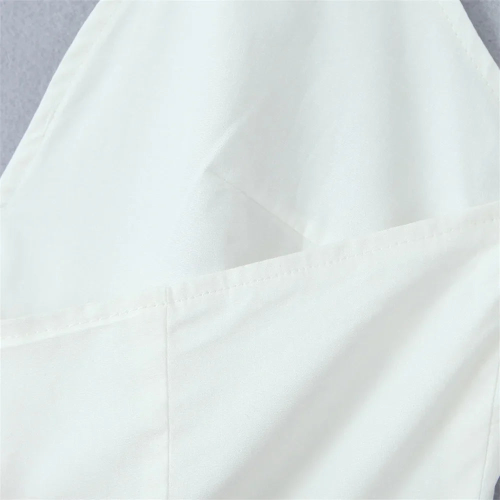 White Halter Neck Maxi Dress Sleeveless Open Back For Women