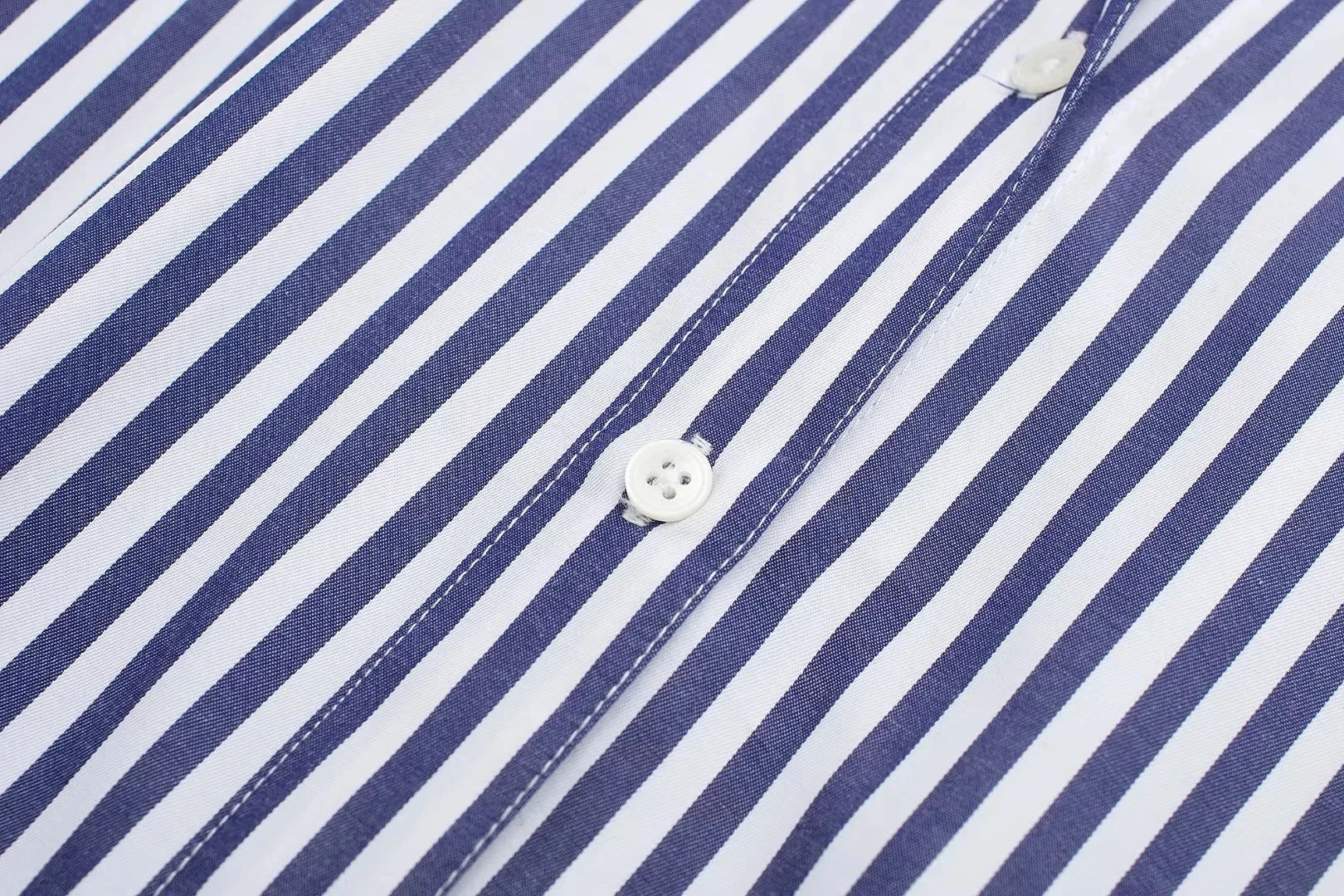 Women's Casual Striped Single Breasted Long Sleeve Lapel Blouse Elegant Solid Color Office Shirt Chic Top