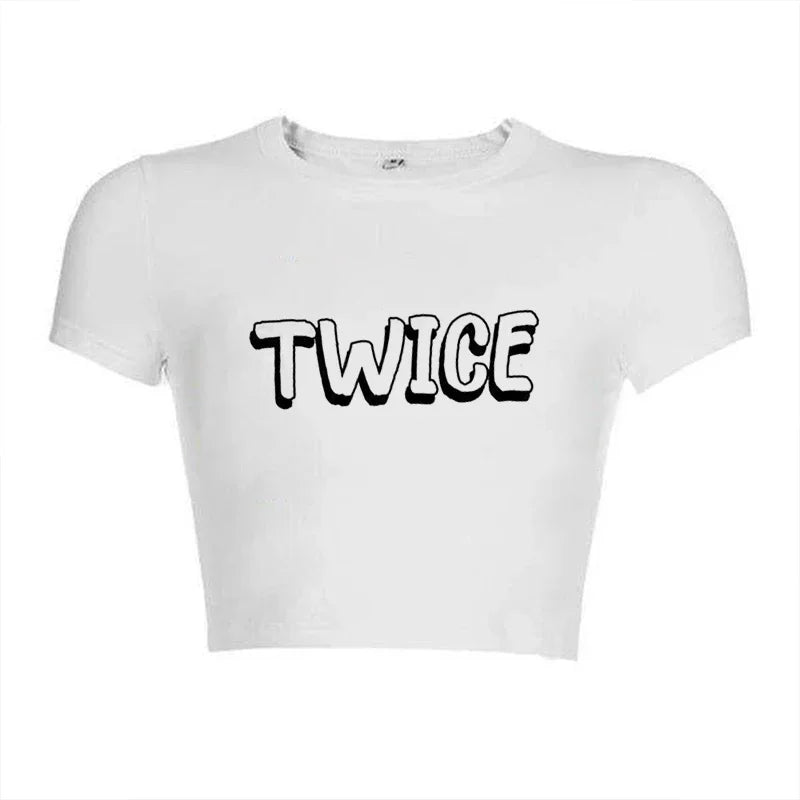 Korean KPOP Women Slim Fit T-Shirt Harajuku Style Streetwear for Summer Fashion