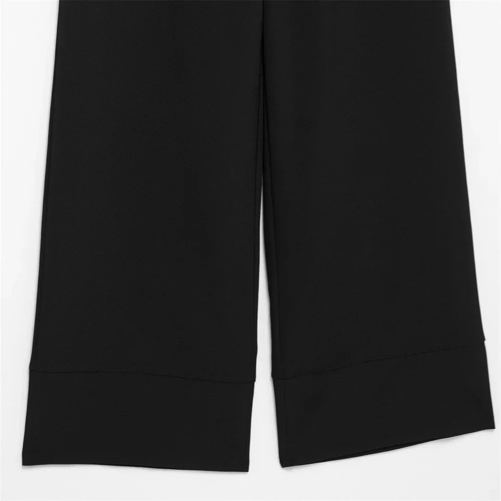 Women's Casual Double Breasted Kimono Style Suit Jacket and Straight Leg Pants Set for Spring Fashion