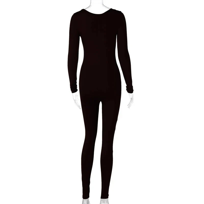 Women's Long Sleeve Bodycon Jumpsuit One Piece Streetwear Overall Autumn Winter Outfit