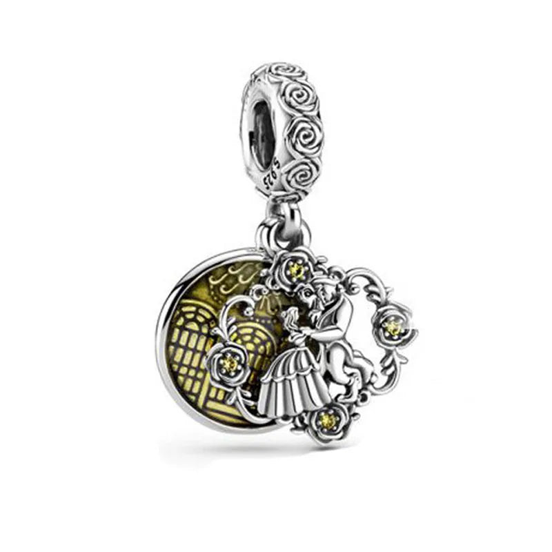 925 Silver Mermaid Princess Dress Charms for DIY Dangle Beads Fit Original Pendant Bracelet Necklace Fashion Jewelry