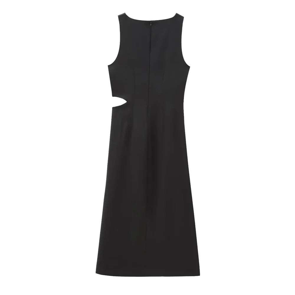 Casual Sleeveless Round Neck Midi Dress For Women Everyday