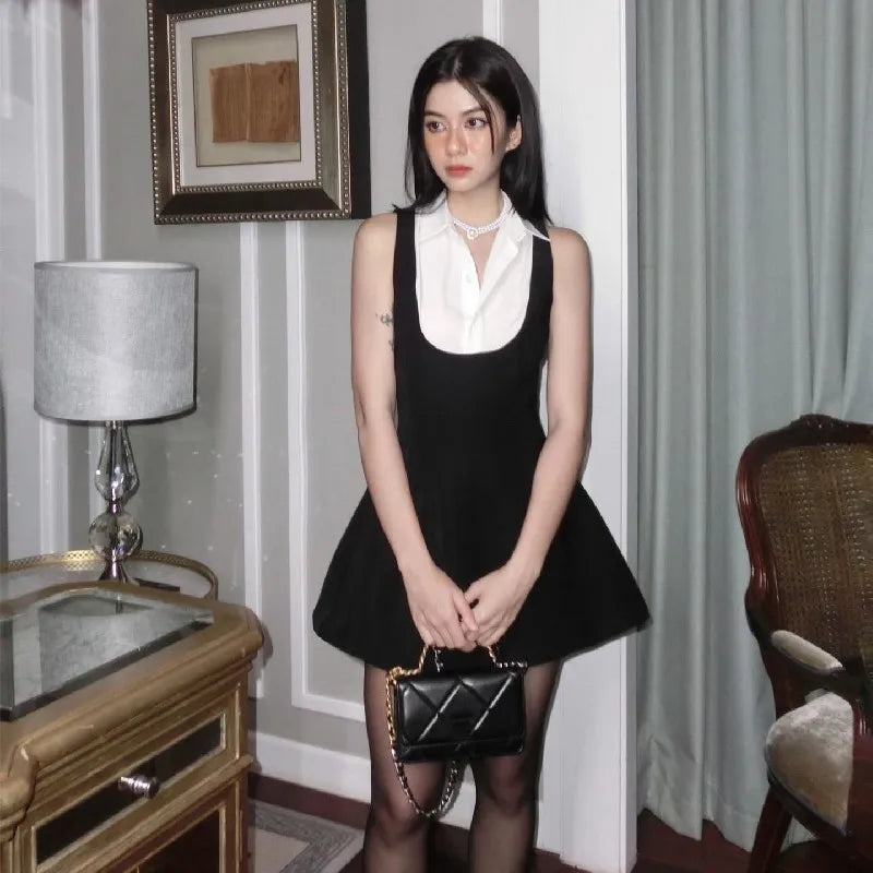 Y2K Sleeveless Mini Dress Slim A Line Summer Style