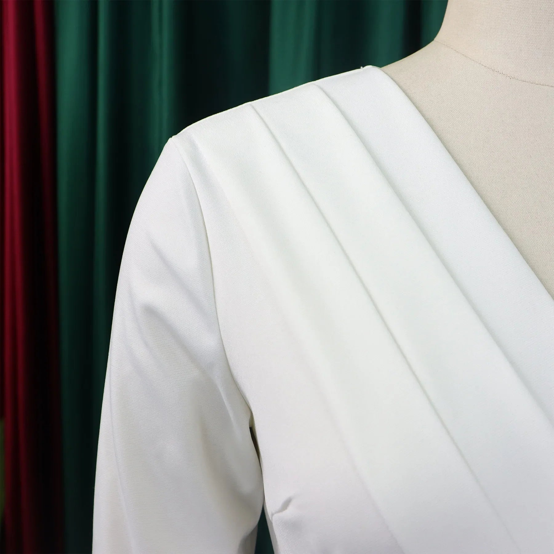 V Neck Office Dress For Women Belted Pleated Mid Calf