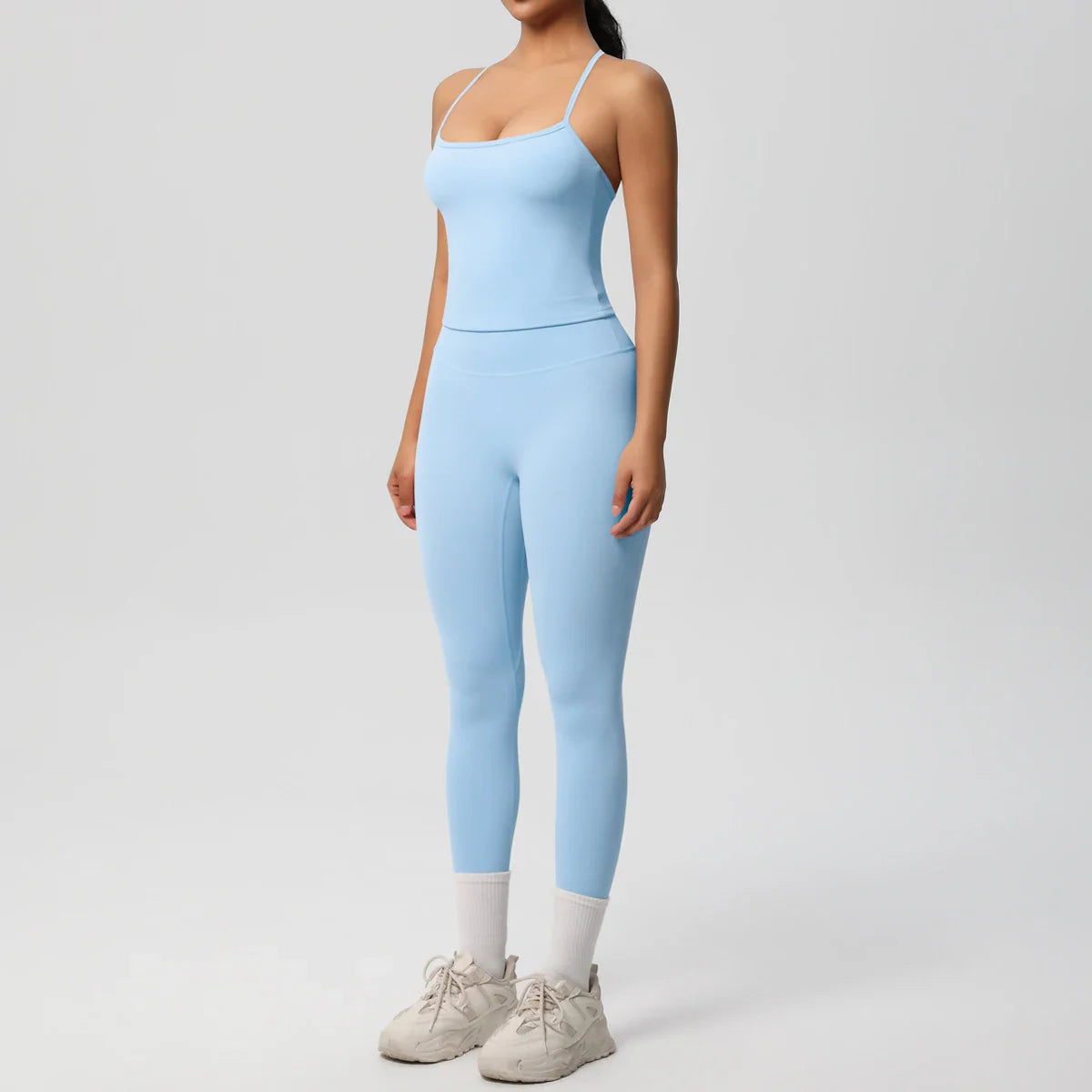 2PCS Nude Feeling Women's Yoga Set with Sports Bra and Leggings for Gym Fitness and Running