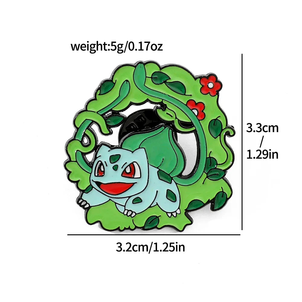 Cute Cartoon Pocket Monsters Enamel Brooch Set for Bags - 4 Pcs Creative Animated Character Accessories