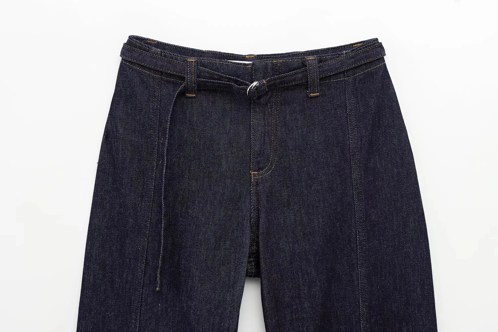 Women's Vintage Denim Streetwear Suit with Sleeveless Vest and Flare Pants