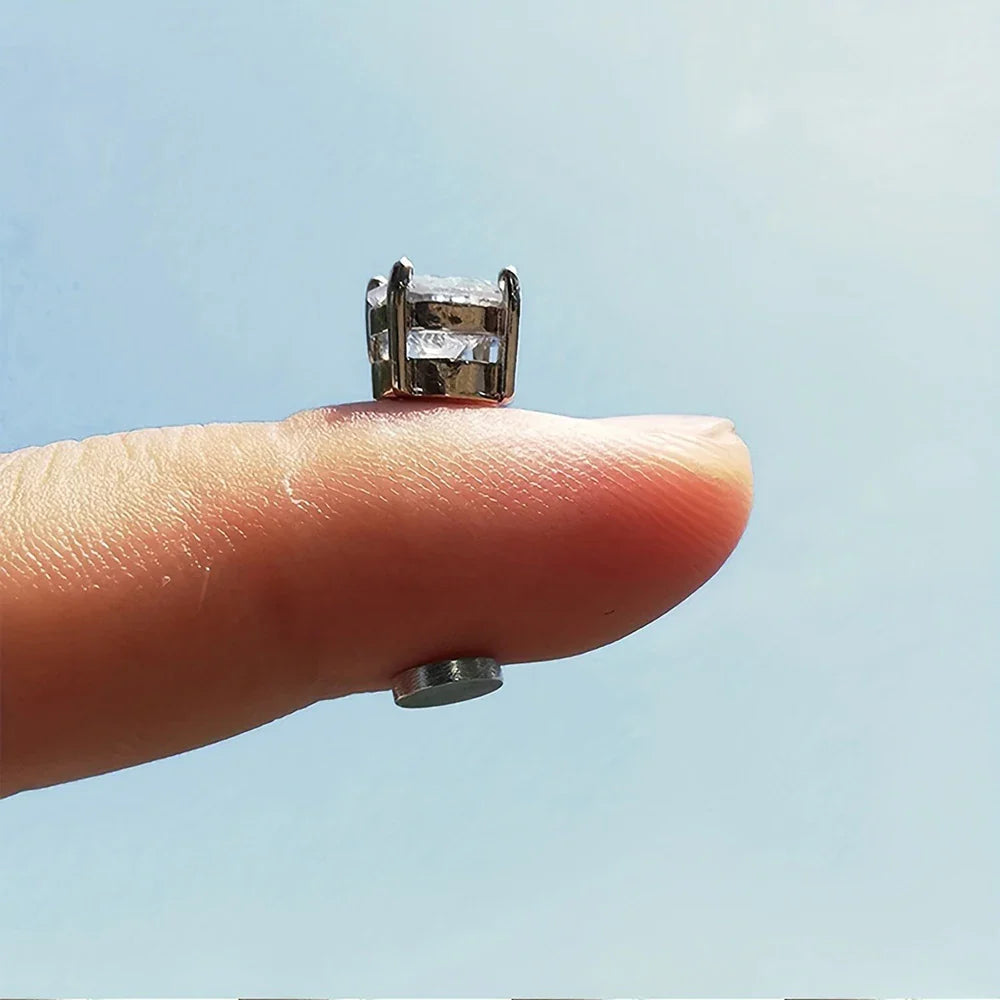 4 Pairs Magnetic Stainless Steel Stud Earrings with Cubic Zirconia Non-piercing Ear Clips for Men