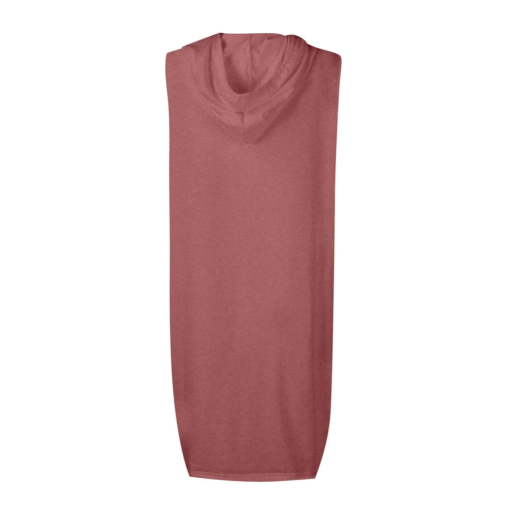 Womens Sleeveless Hoodie Dress With Drawstring Streetwear