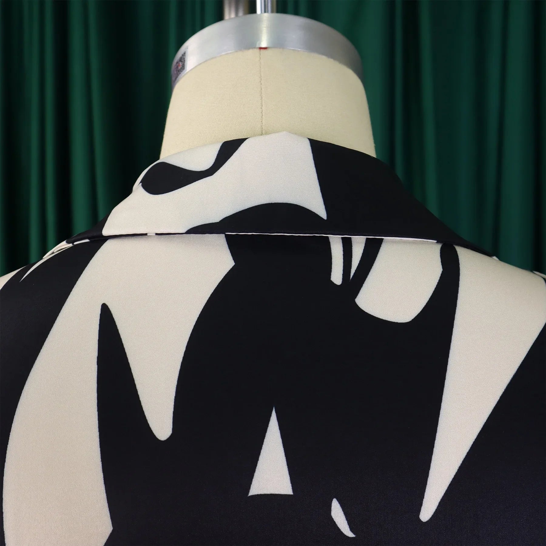 Printed Dress For Women Elegant Turn Collar Ankle Length