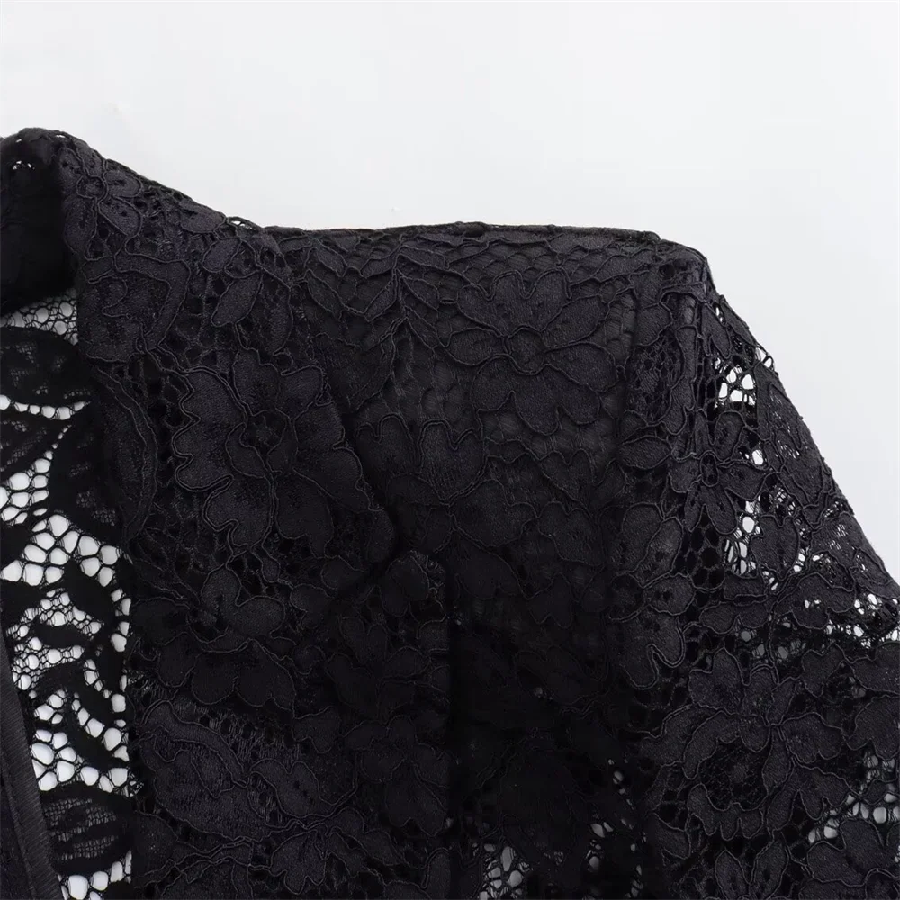 Women's Elegant Lace Suit Jacket and High Waisted Skirt Set Casual Versatile Temperament Fashion Ensemble