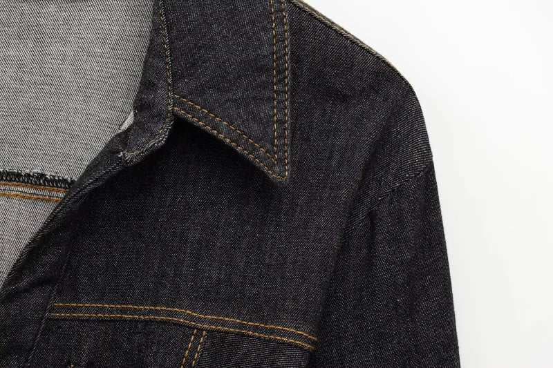 Women's Slim-Fit Denim Shirt with Stretch Waist and Flare Trousers for Comfortable Spring Style