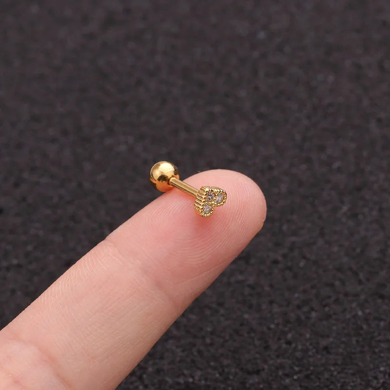 Mini Zircon Cartilage Piercing Stud Earring in 316 Stainless Steel for Women - Helix and Tragus Body Jewelry