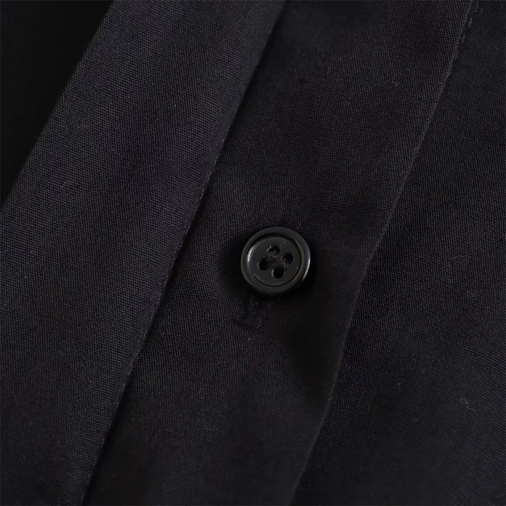 Women's Casual Short Poplin Shirt with Versatile Pocket Decoration Stylish Spring Fashion Top