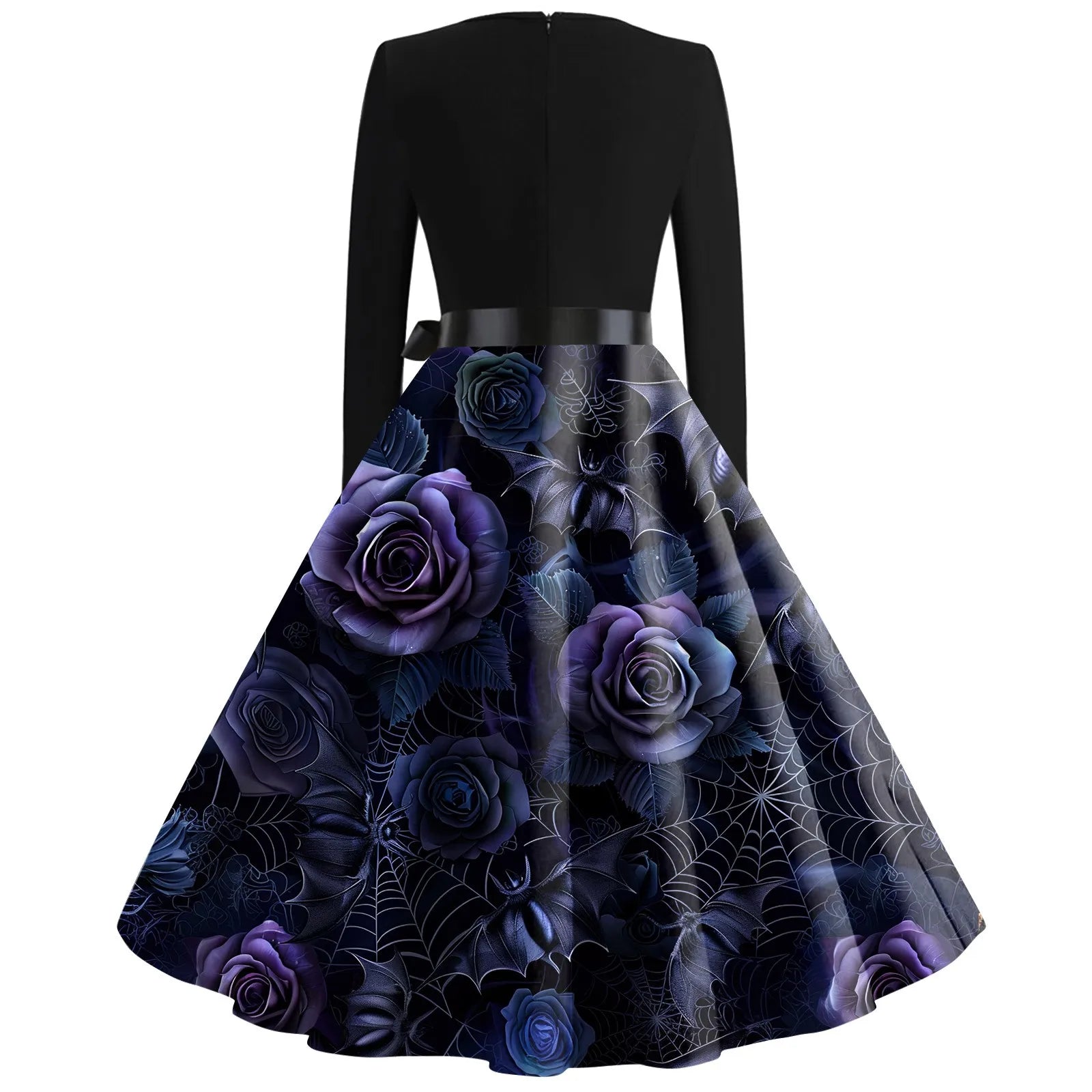 Halloween Printed V Neck Vintage Casual Dress for Women