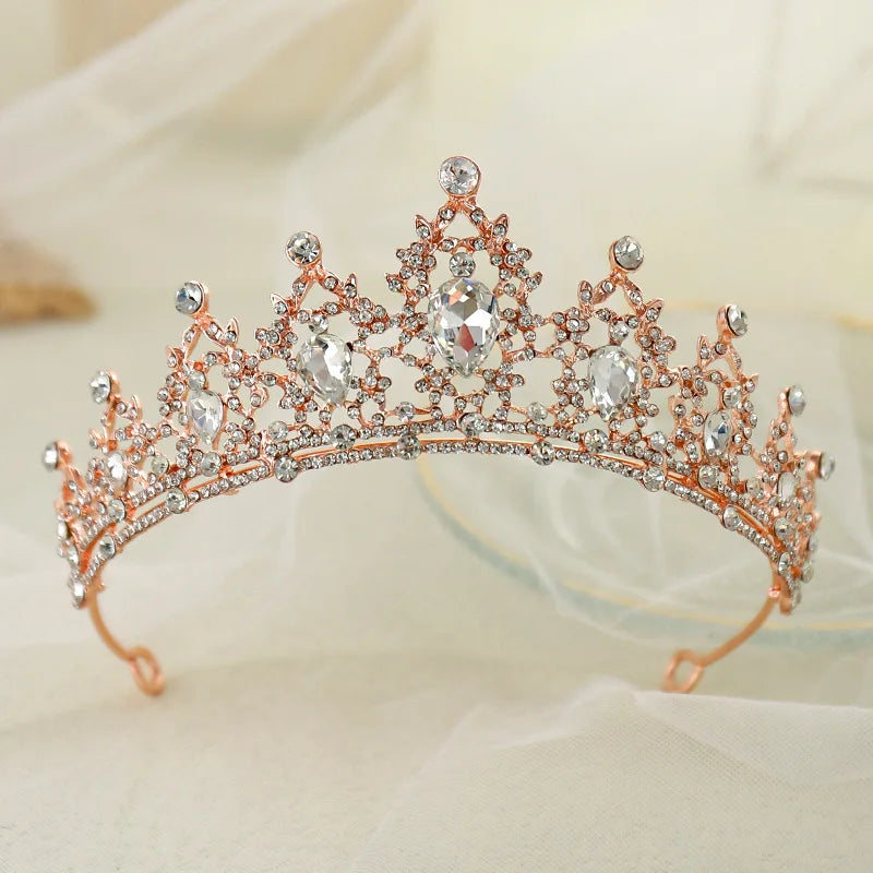 Silver Crystal Bridal Tiara Crown Wedding Hair Accessories Handmade Headpiece for Bride and Bridesmaid