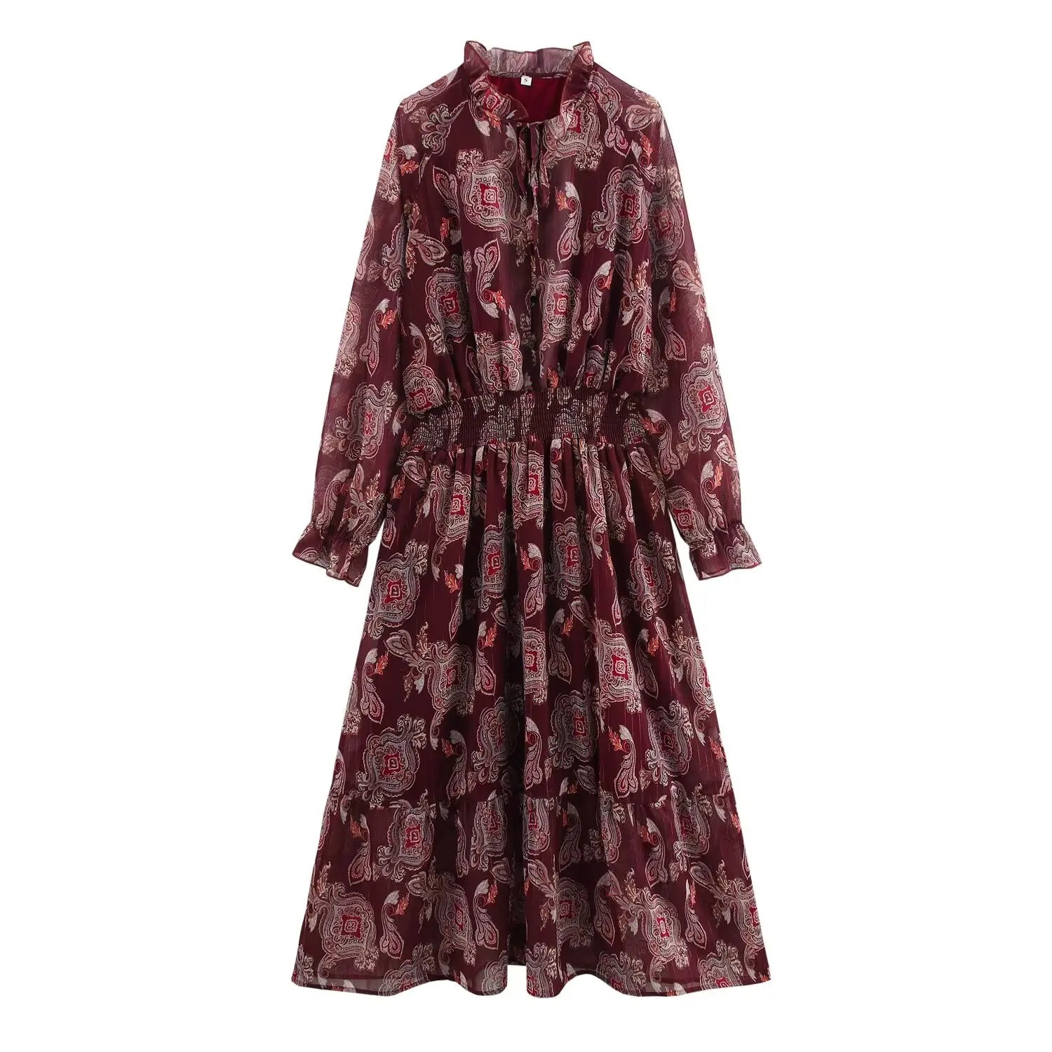 Printed Summer Long Sleeve Midi Dress for Women Chic