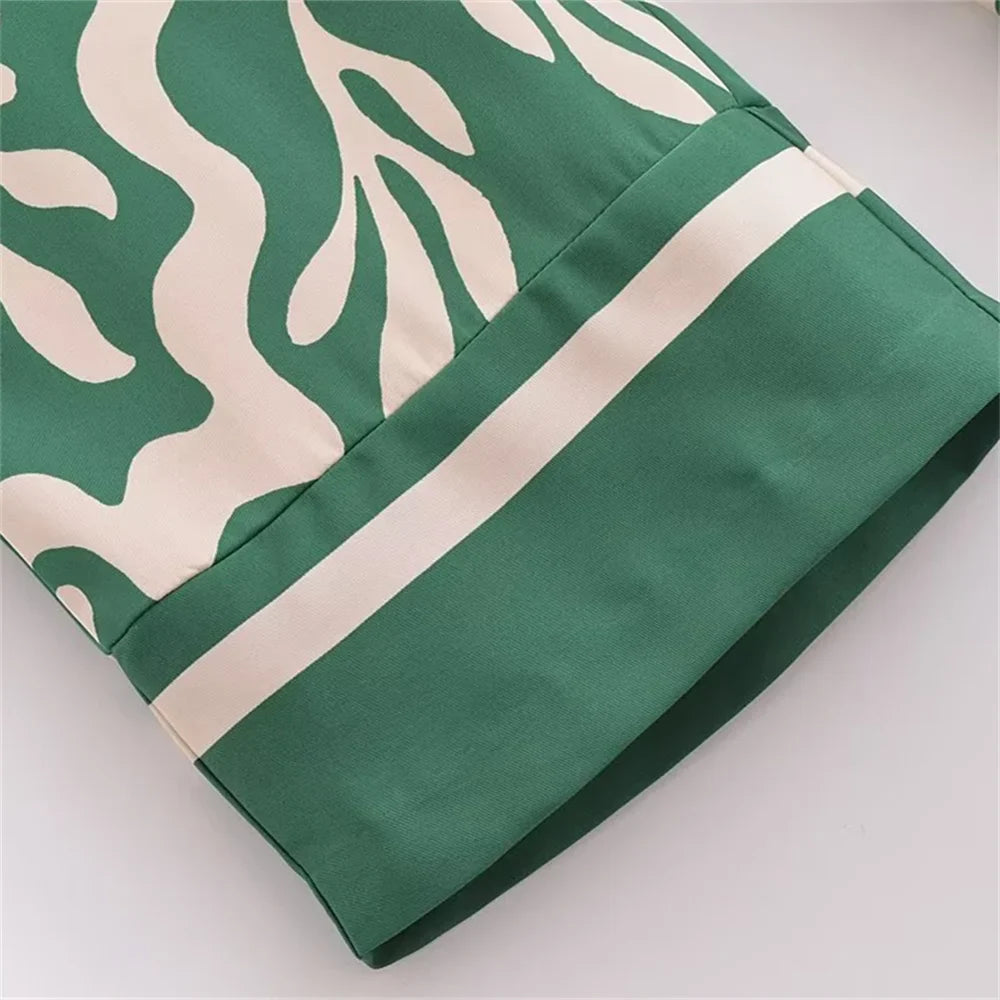 Casual Fashion Printed Collar Long Sleeve Shirt and Drawstring Pants Set for Women