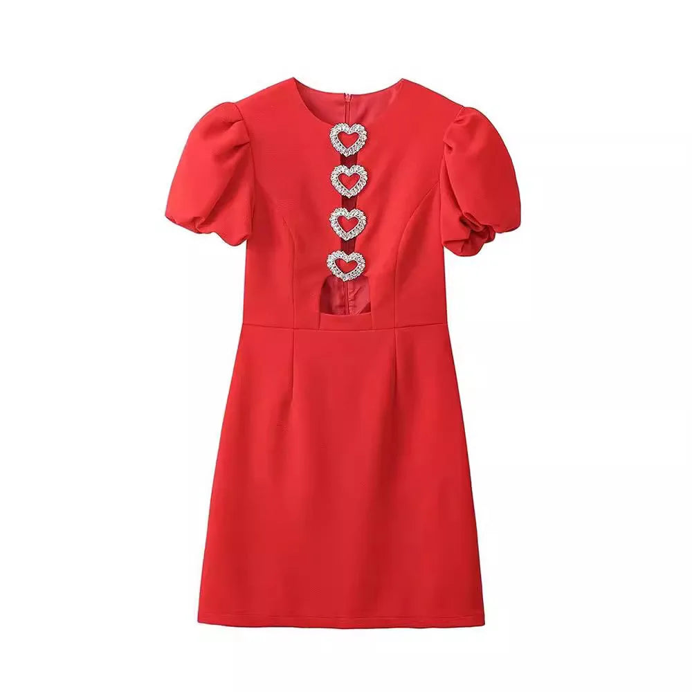 Elegant Red Bowknot A Line Mini Dress For Party Evening