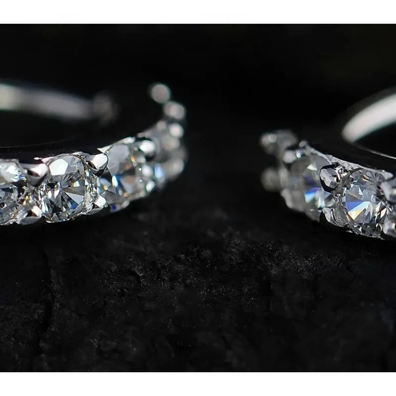 Luxury 925 Sterling Silver Plated Rhinestone Crystal Hoop Earrings for Women