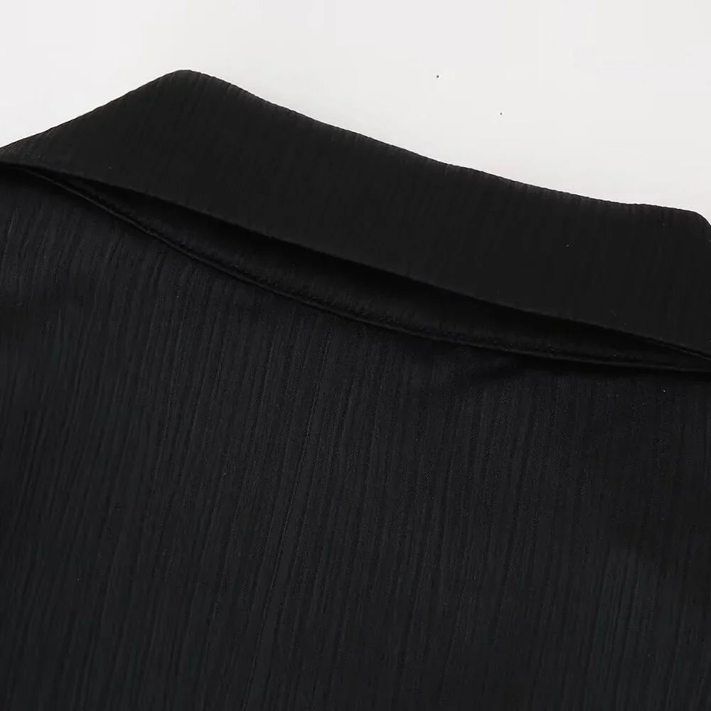 Women's Double Breasted Suit Jacket and Pants Set with Wrinkle Effect for Spring and Summer Fashion