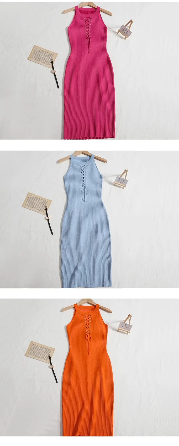 Bandage Dress Women Knitted Bodycon Mini Dress Summer Party