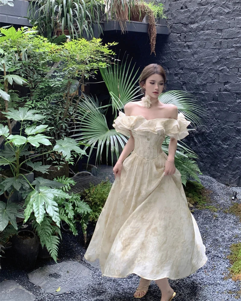 Elegant Vintage Aline Party Dress For Women Casual Prom