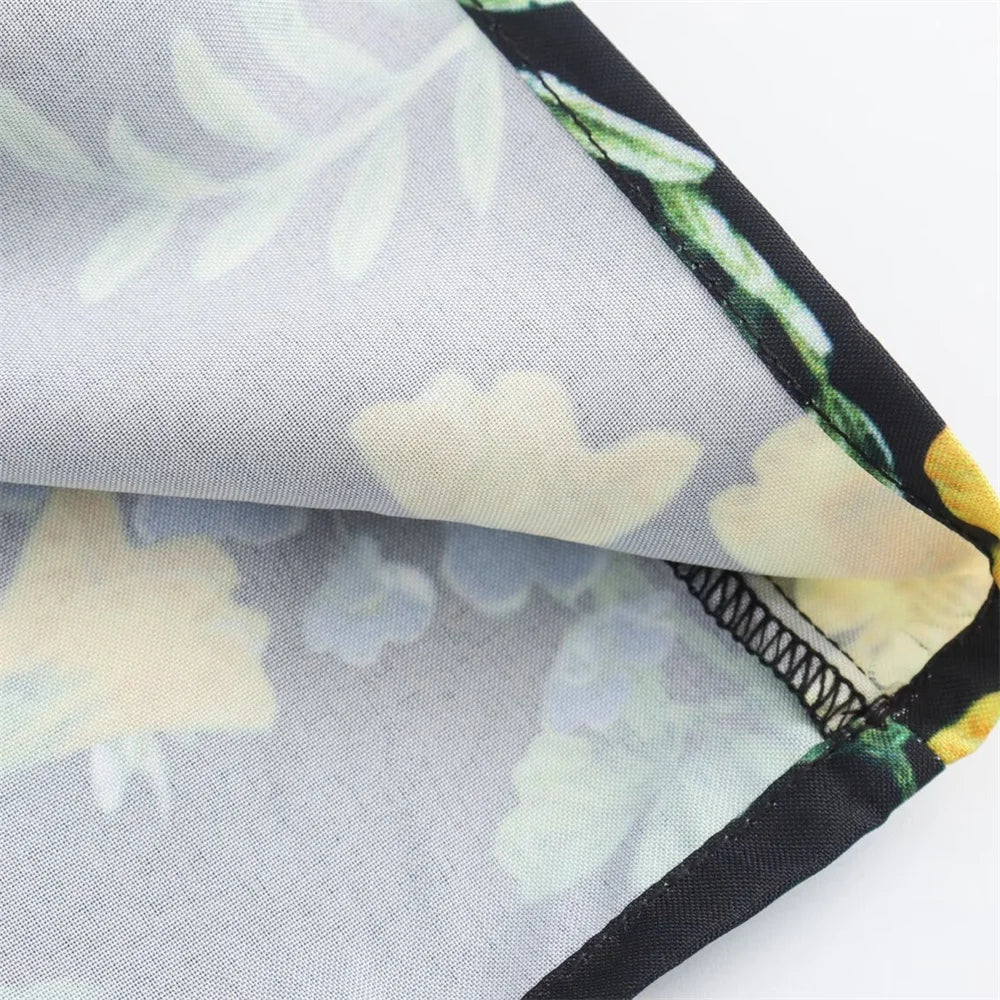 Open Back Midi Dress With Flower Print Strappy Detail