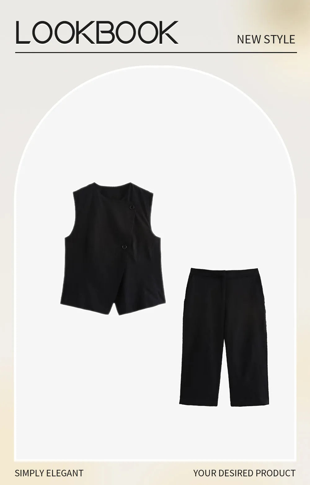 Chic Black Double Breasted Vest and Straight Leg Long Casual Shorts Set for Women Stylish Versatile Autumn Outfit