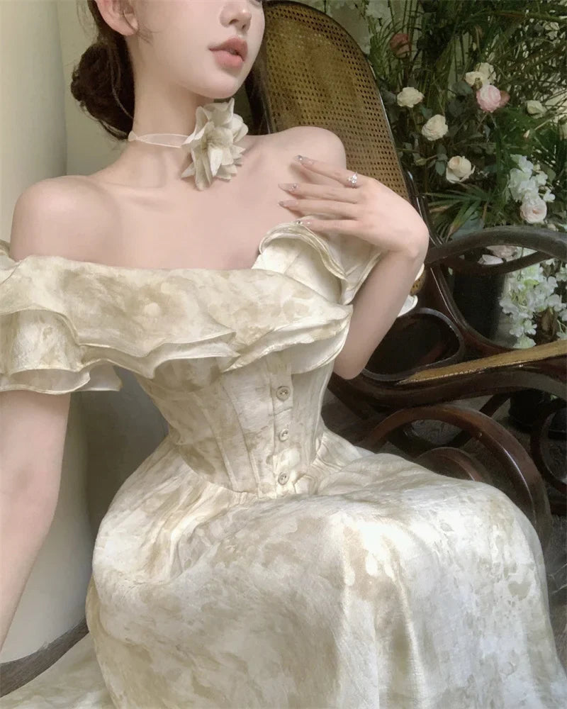 Elegant Vintage Aline Party Dress For Women Casual Prom