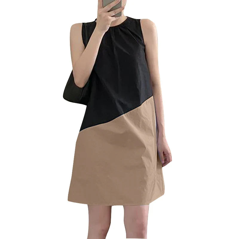 Casual Color Block Tank Dress for Women Sleeveless Everyday