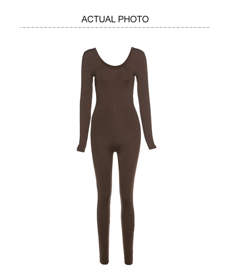 Women's Long Sleeve Skinny Bodycon Romper Jumpsuit Solid Color Casual Fitness Streetwear Overalls
