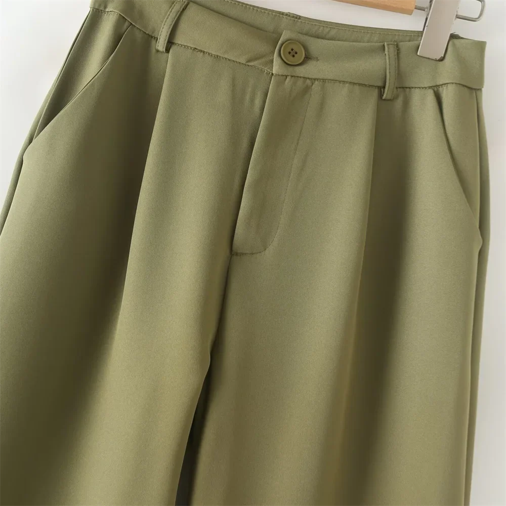 Women's Green Workwear Suit Set With Coat And Pants