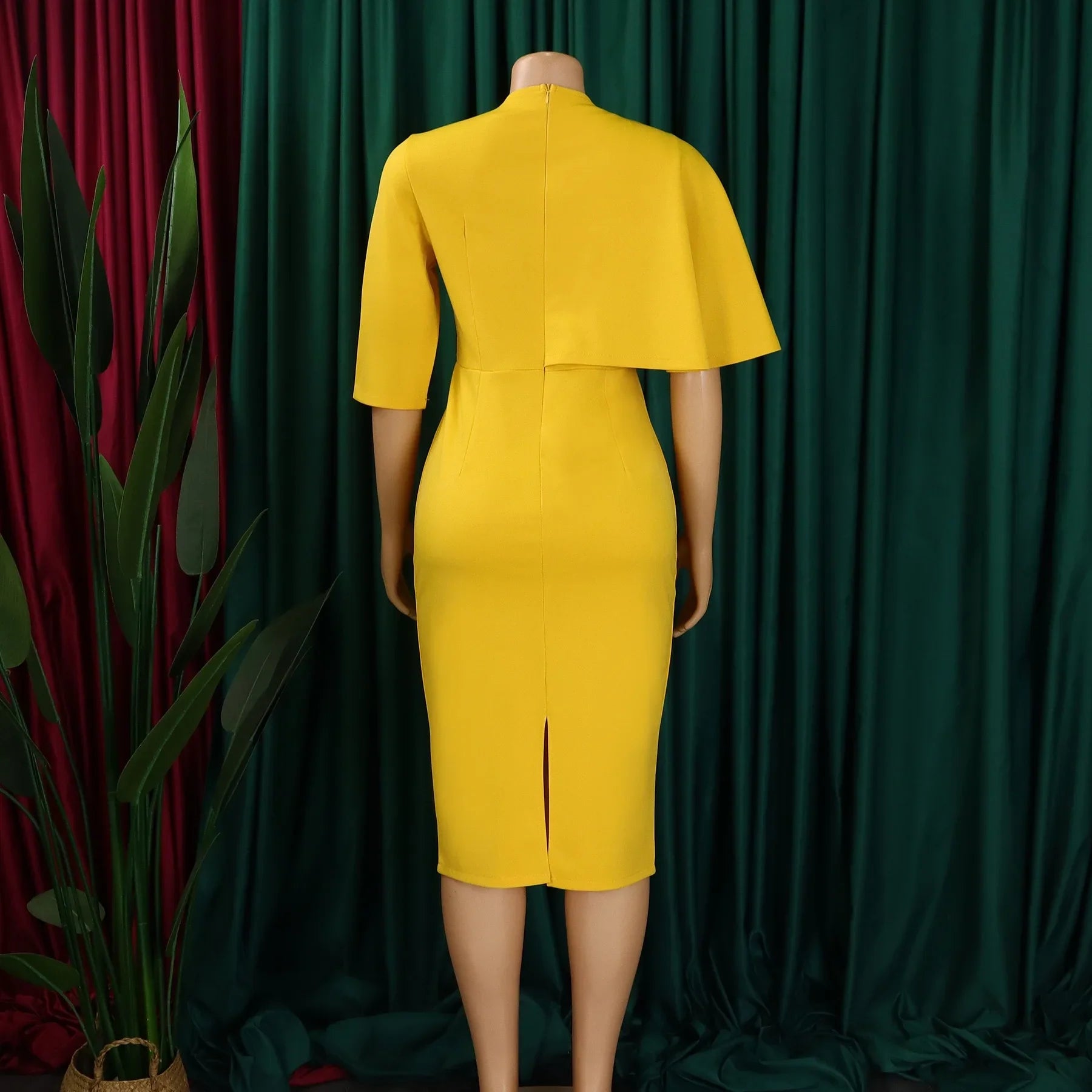 Women's Office Dress V Neck Solid Midi Formal Workwear